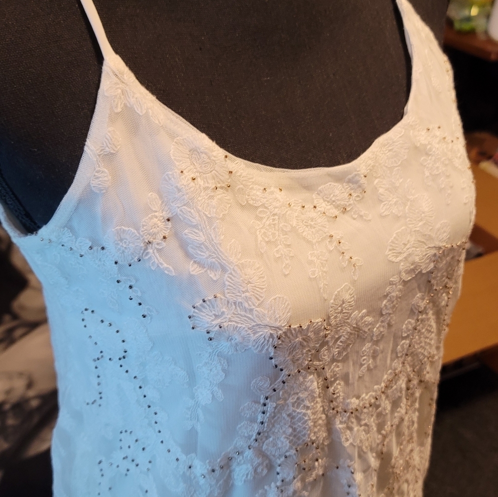 White House Black Market White Lace Dressy Tank